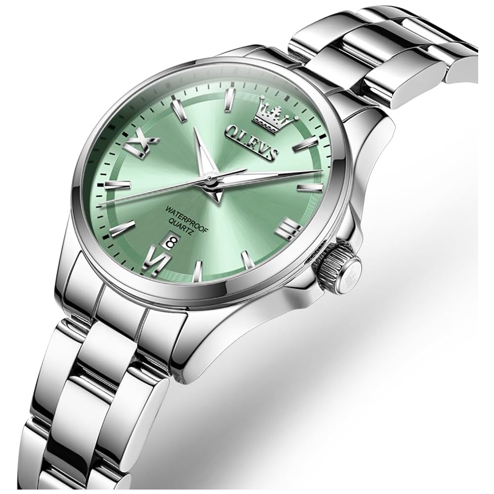 OLEVS Women's Quartz Watch Lightweight Waterproof Stainless Steel Luminous Blue Color