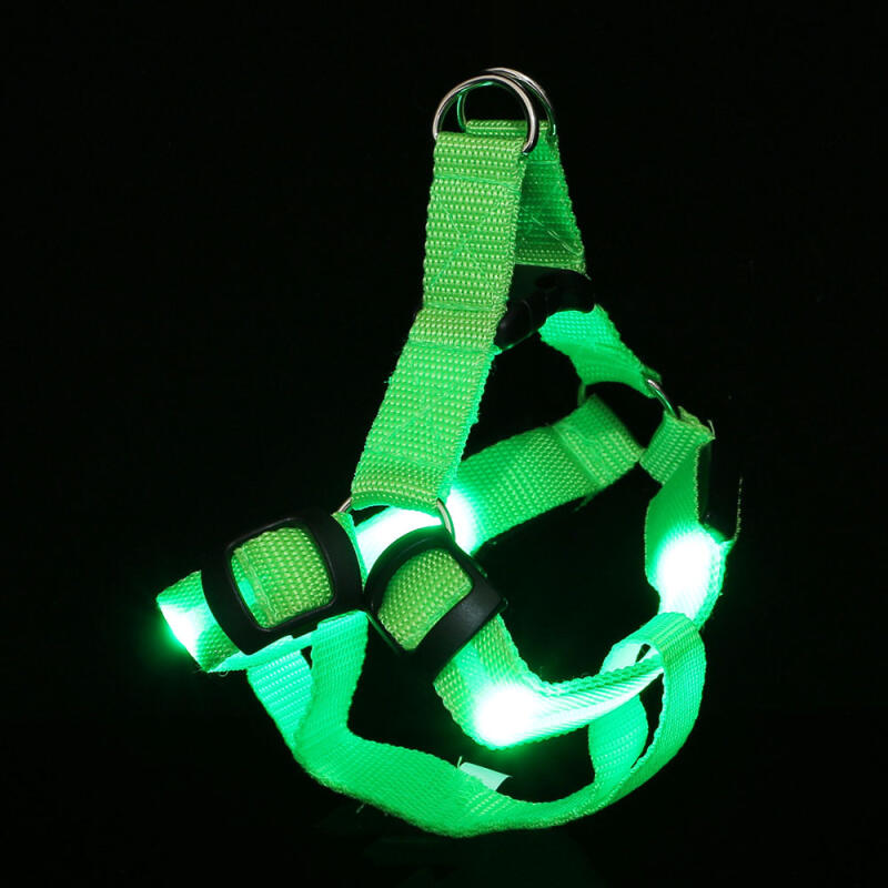 LED Dog Harness Chest Leash (S/Green)
