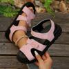 Large size slippers women's summer new one-word solid color casual versatile thick-bottomed Velcro beach cool slippers