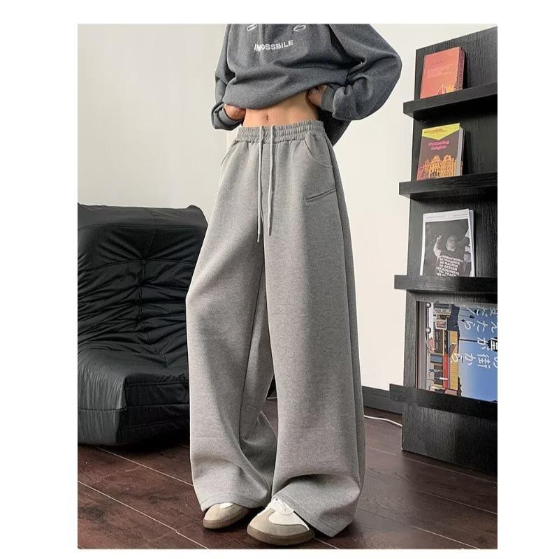 

Мужские широкие спортивные штаны Весна и Осень Тяжелые спортивные штаны Мужские повседневные брюки Свободные прямые штаны 3XL серый