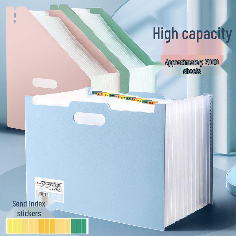 A4 Large Capacity Accordion File Organizer, Multi-Layer Stand-Up Folder, Test Paper Storage Bag, Set of 6.