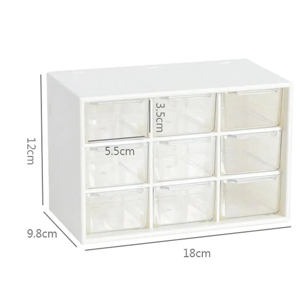 Boîte de Rangement de Bureau en Plastique à 9 Compartiments Tiroir à Bijoux Rangement Cosmétiques Boucles d'Oreilles Maquillage Organisateur Perles Boîtes Conteneurs Bac