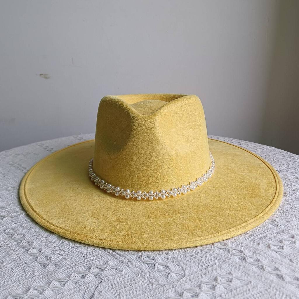 Fedora Suede Wide Brim Hat Unisex Western Wide Brim Rancher Hat Pure Suede Jazz Hat Horse Riding Party Gift Hat Wide Brim Hat