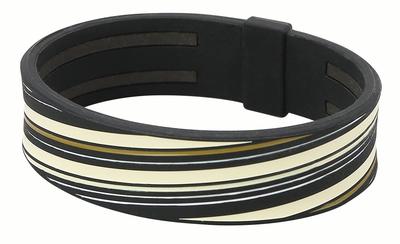 Phiten Náramok RAKUWA Náramok S Silikónový Slash Line 17cm Čierny/Krémový