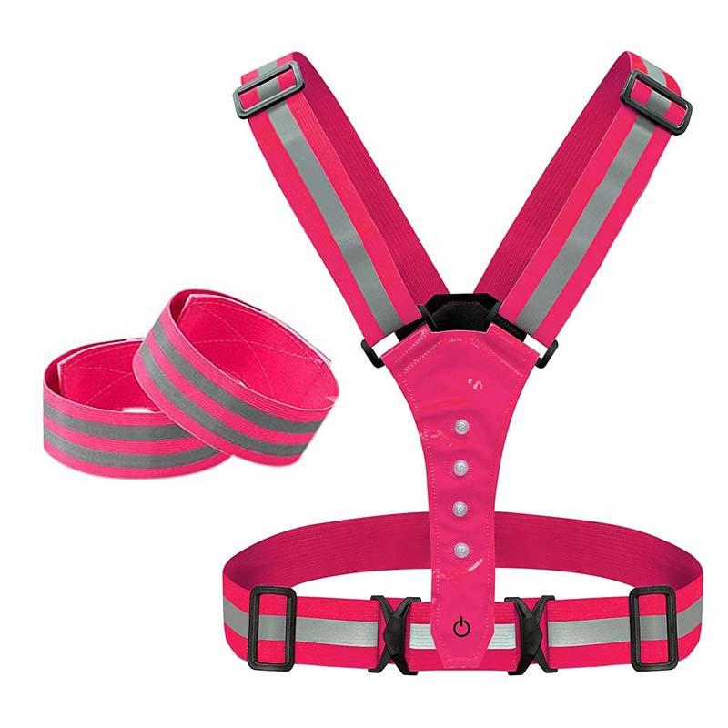 Adjustable Outdoor Sport Reflective Strap Vest LED Night Chest Lamp Safe Running Warning Light Cycling Accessories Unisex