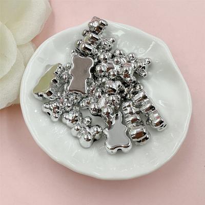 Punk Jewelry Making 11mm*18mm*7mm Bear Beads DIY Acrylic Pendant 15pcs/bag Christmas Decoration Necklace Earrings Imitation Metal