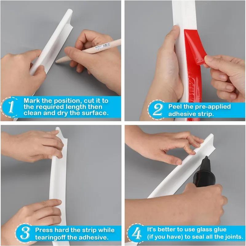 1PC 1/2m DIY Self-Adhesive Silicone Bendable Water Retaining Strip Shower Water Barrier Highl for Bathroom Separation Shower Acc