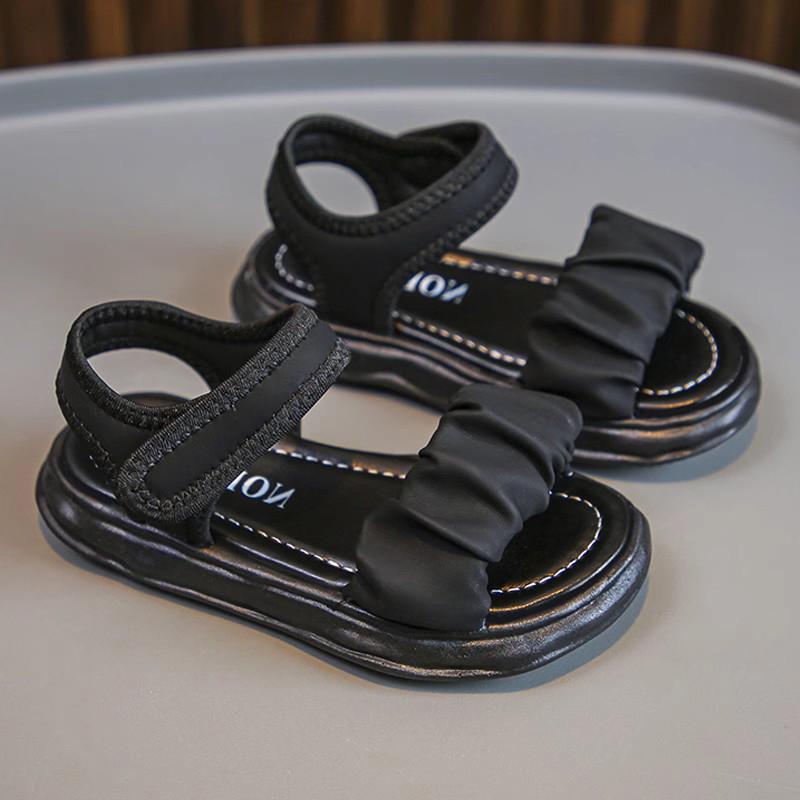 

Сандалии для девочек, летние новые детские туфли принцессы, мягкая подошва, модная пляжная обувь в иностранном стиле 37 чёрный