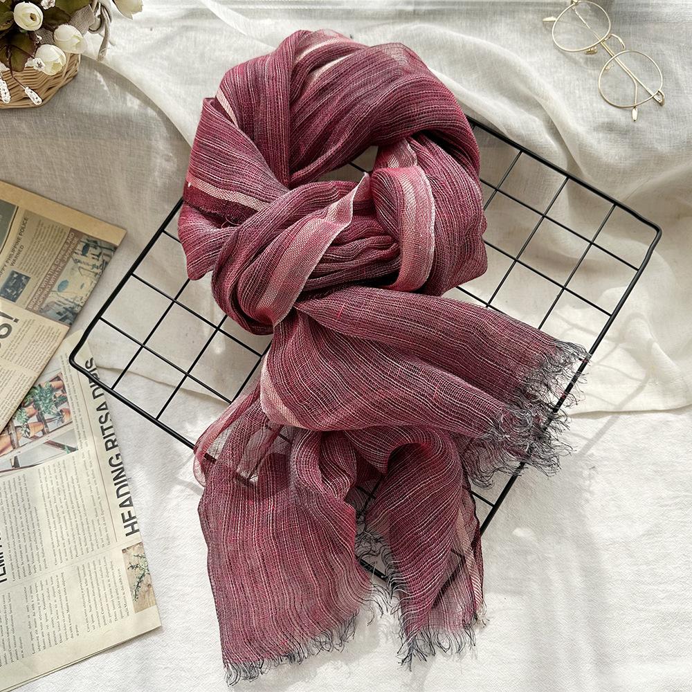 Women Light And Breathable Scarf Pure Linen Solid Scarf Neckwear Unisex Children Spring Autumn Winter Female Foulard Wrap