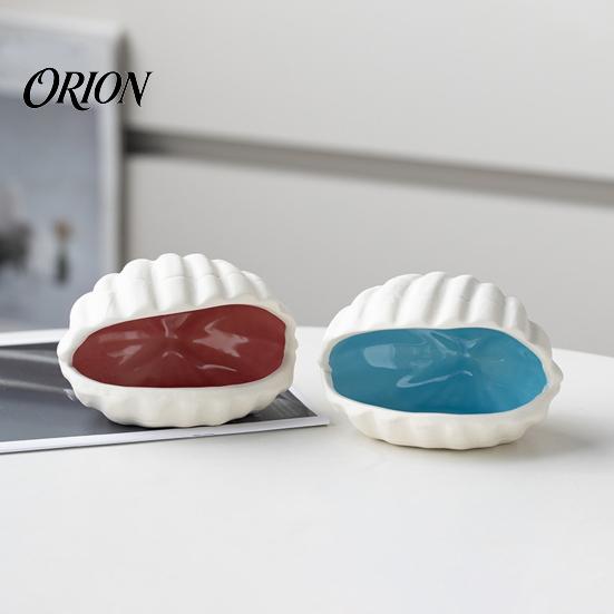 Smooth Glazed Ceramic Ocean Theme Jewelry Tray for Vanity Rings Earrings Necklaces, Decorative Exquisite Gift Women Shell/Conch Trinket Dish, Creative