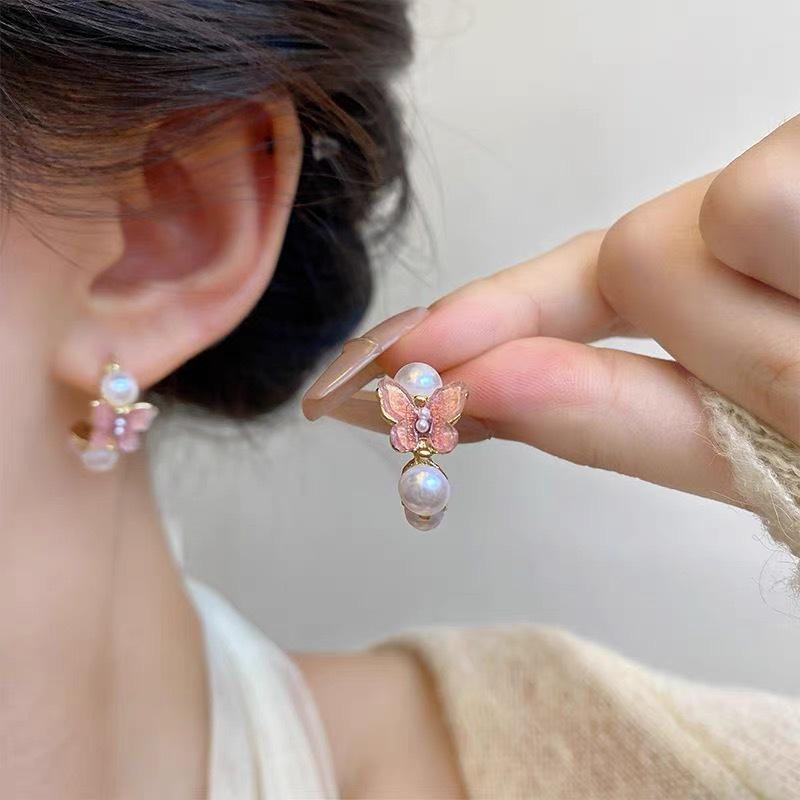 S925 Silver Needle Pearl Stud Earrings for Women