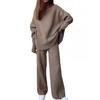 Ensemble Sweatshirt Pantalon Tricot Manches Longues Pull Lâche Surdimensionné Protection Cou Casual Plus