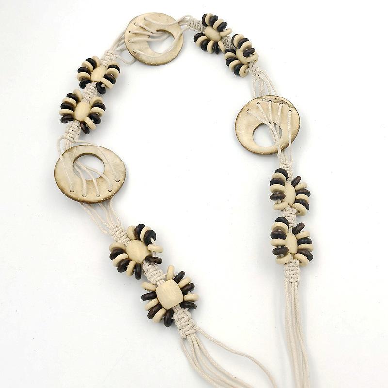 Böhmische handgewebte Perlen-Taillenkette aus Kokosnussschalen für Damen
