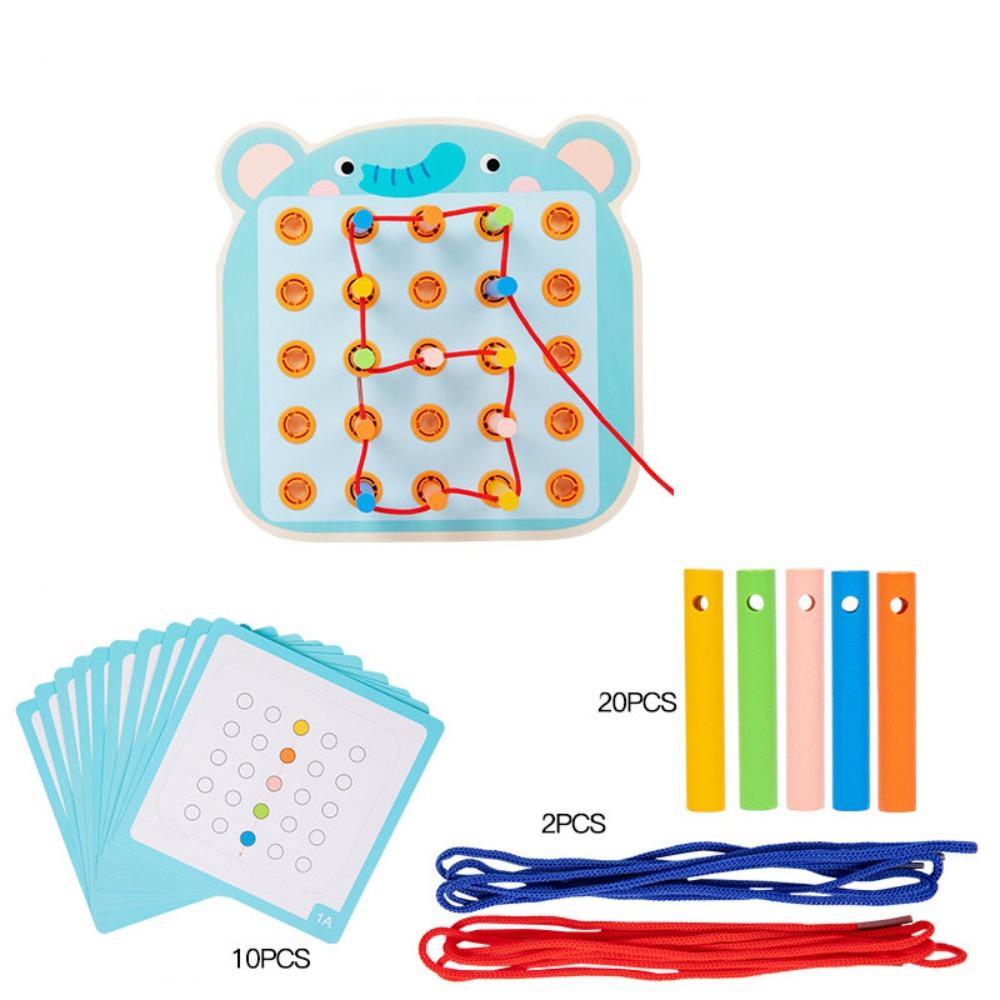 Montessori Activity Wooden Threading Lacing Toy Kids Rope Threading Game  Fine Motor Skills