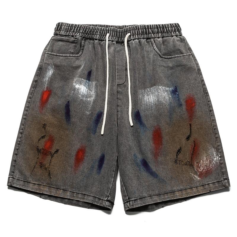 

Модные летние джинсовые шорты мужские одежда эластичная талия повседневные шорты 2XL(78kg-85kg) чёрный