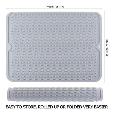 Silikon-Abtropfmatte, hitzebeständig, für Küchenarbeitsplatte, Waschbecken, Kühlschrank, Schubladeneinlage, Küchen-Abtropfmatte