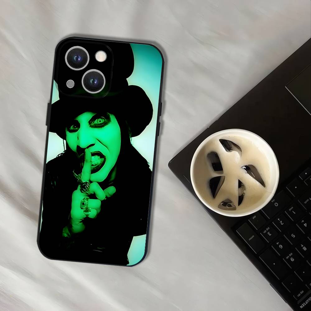 Singer M-Marilyn Manson Phone Case For iPhone 17,16,15,14,13,12,11,Pro,XS,Max,XR,Plus,E,SE4,Mini Black Soft Cover