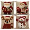 Christmas Cushion Covers Santa Snowmen Elk Home Decor 18x18 Christmas Throw Pillow Cases New Year Pillow Covers for Room Sofa