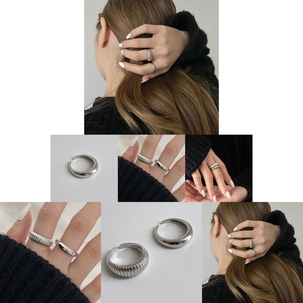 Elegant S925 Silver Ring For Women With Unique Geometric Design And Adjustable Size