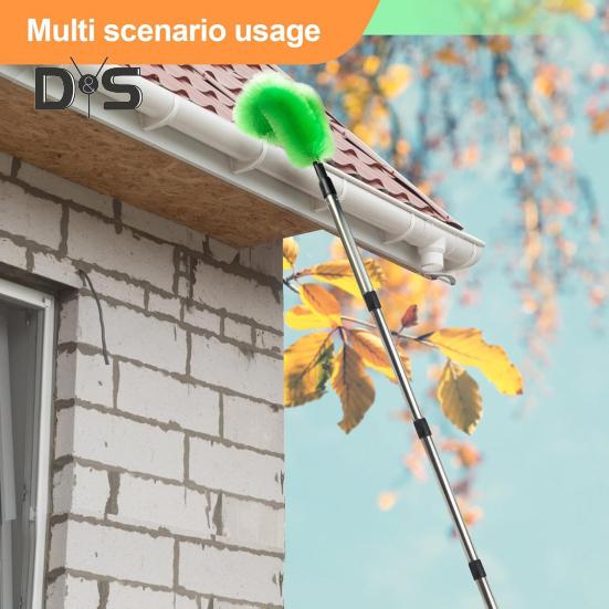 Telescopic Gutter Cleaning Brush Gutter Cleaner Tool with 8 Detachable Telescopic Pole And 2 Cleaning Brushes
