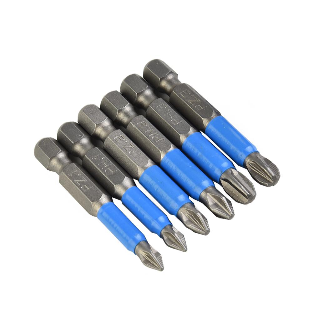 Set Screwdriver Bit 50mm Length 6Pcs/Set Alloy Steel Anti Slip PH1/PZ1/PH2/PZ2/PH3/PZ3 Wear Resistance Brand New
