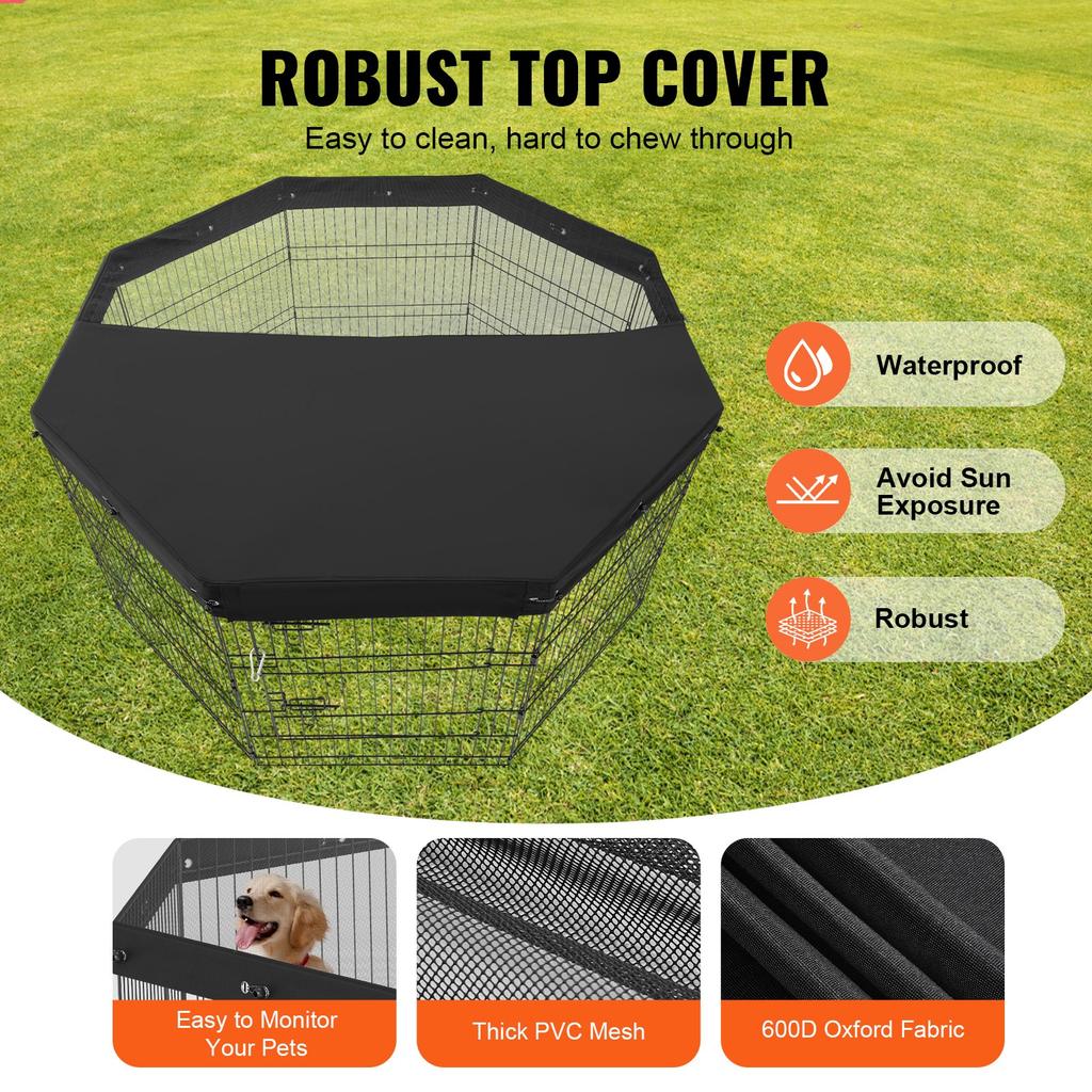 VEVOR Dog Playpen, 8 Pcs 30"H x 24"W Panels Foldable Metal Pet Exercise Pen, Dog Fence Indoor and Outdoor Pen with Door