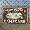 "Happy Camper" Vintage Metal Sign - Humorous,Fun, Perfect for Home, Bar, Garage, Coffee Shop Decor Wall-Mounted Tin Plaque Gif