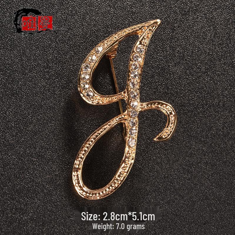 Men's Suit Jacket Brooch: Elegant English Letter Pin for a Stylish Touch