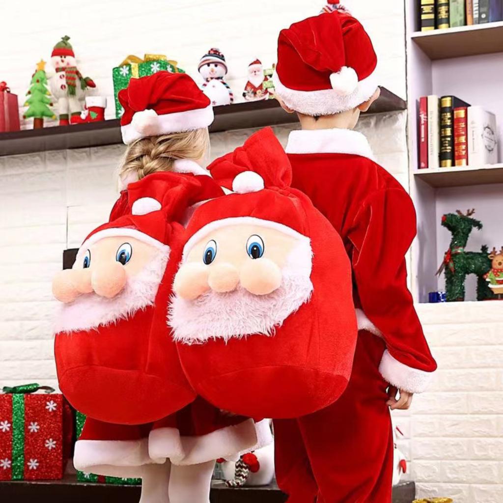 Christmas Cartoon Plush Bag, Velvet Smiling Face Gift Bag