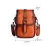 Whatna Antique-Style Tanned Natural Cowhide Leather Mini Shoulder Bag for Men, Small Messenger Bag, Shoulder Pouch, Vertical Design, Fits iPad Mini,