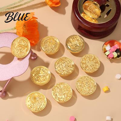 Wedding Invitation Seal 10 Pcs Wax Stamp Head Replacements Vintage Flower Pattern Sealing Retro Handbook Embellishment Brass Heads for Envelope,