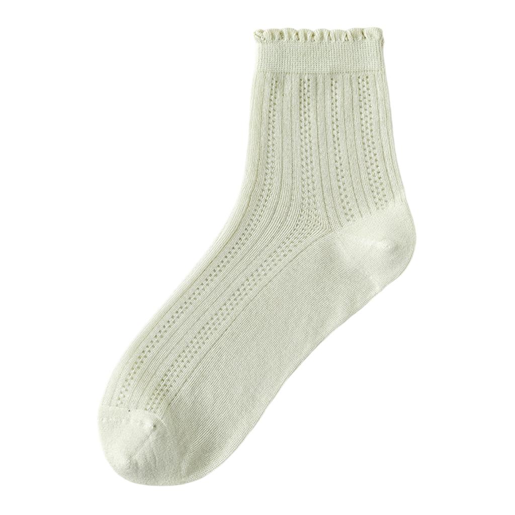 Women Thin Mesh Lace Socks Seamless Mid-Calf Socks Breathable Lightweight Soft Fabric Stretchy Fit for Daily Wear