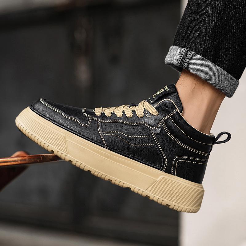 

Men s shoes winter 2024 new fashion versatile trend sports and leisure high-top board shoes wear-resistant non-slip shoes men s 39 чёрный
