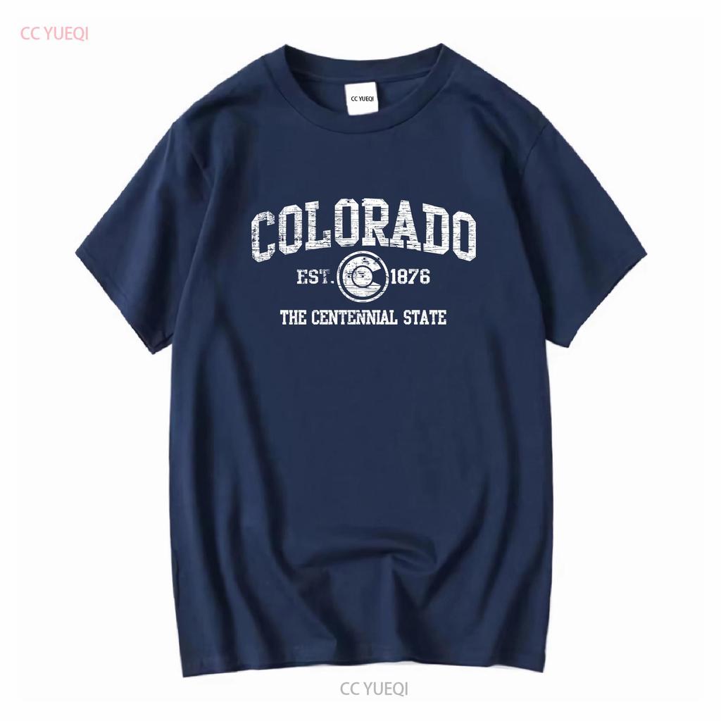 Colorado Flag Vacation Souvenir Mountains Womens or Mens Crewneck T Shirt Long Short Sleeves Vintage Washed Breathable Casual