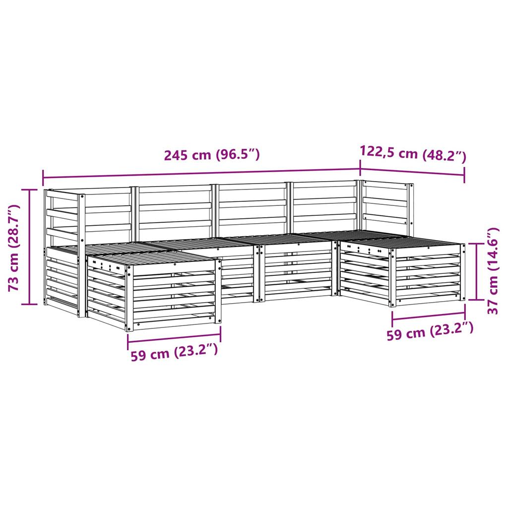6 Piece Outdoor Sofa Set Natural Solid Acacia Wood