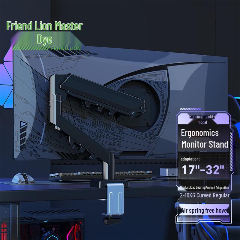 Pneumatic Rotating Monitor Stand with Robotic Arm and Lifting Base