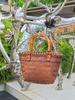 Handcrafted Retro Woven Straw Tote with Bamboo Handle – Cabbage Basket Style Souvenir Bag