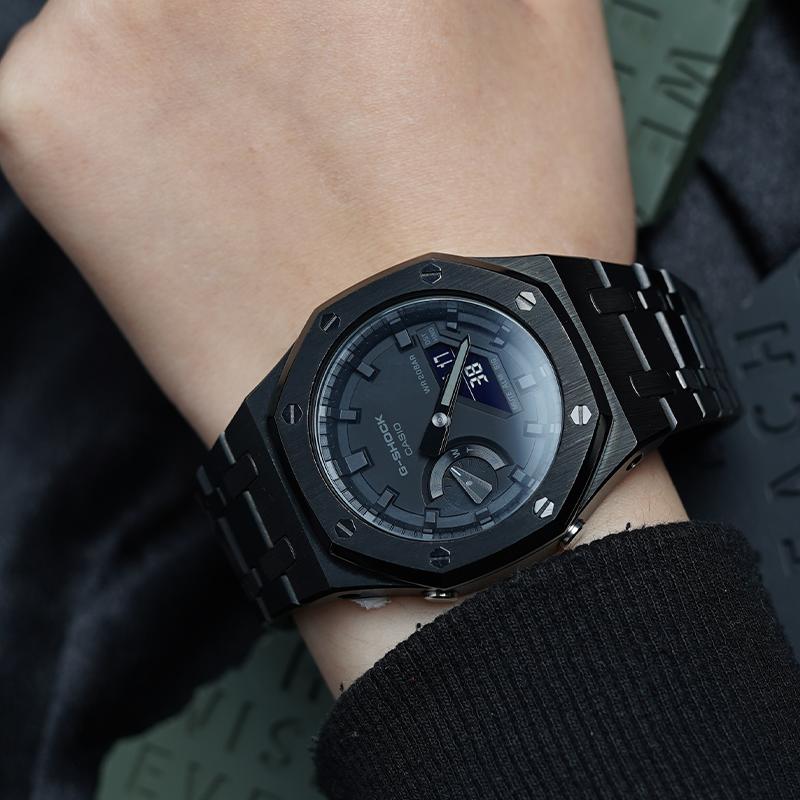 Casio Men Liquid Crystal,Analog Dual Display Series Black Watch GA-2100-1A1(Watch8--)