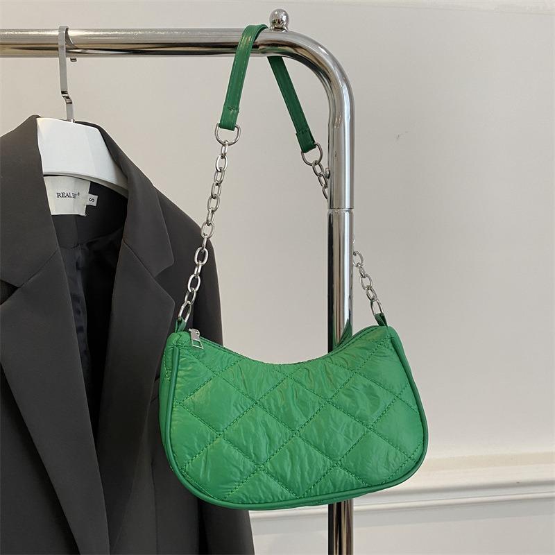 Retro Armpit Bag New Fashion Embroidery Thread Down Cotton Chain Bag Simple Diamond Women's Shoulder Bag