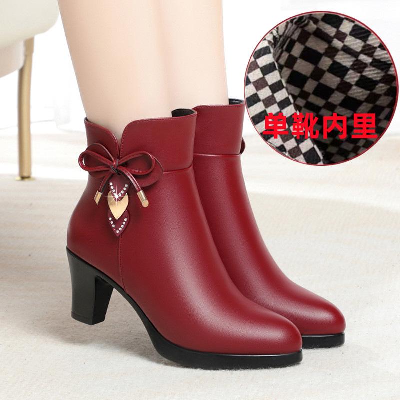 Fashion 2024 New Fashion Women's Boots Autumn and Winter Warm Plush Ankle Boots Women's Round Toe Thin Heel Zipper Casual Women's Shoes