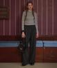LOSSYROW Two-Tuck Striped Slacks Dark Gray