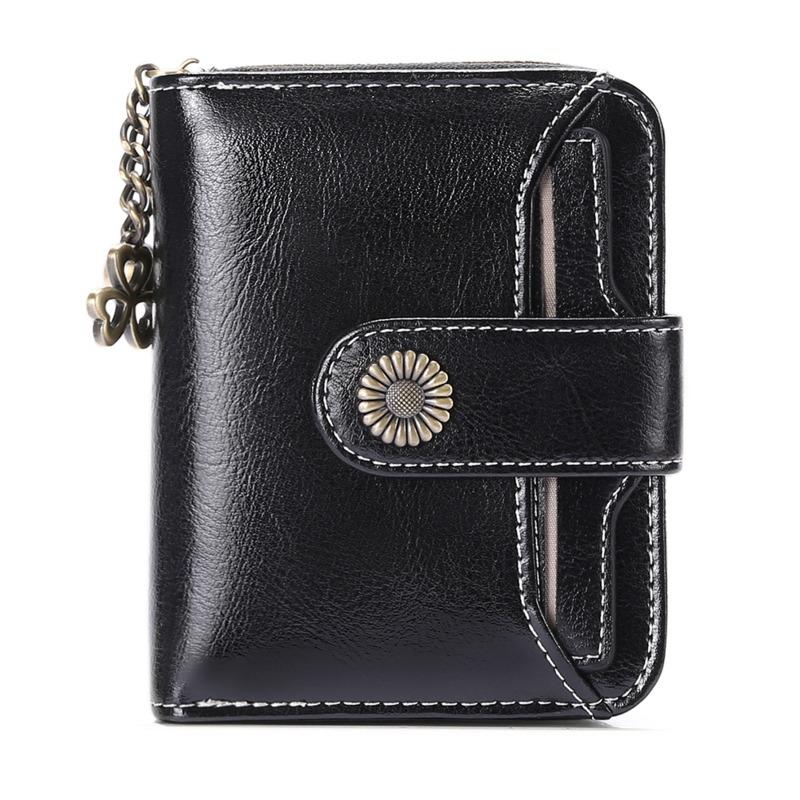Women’s Short Wallet PU Leather Zipper Coin Purse Small Bifold Wallet Card Holder ID Window Multi Slot Compact Clutch Wallet for Ladies Girls