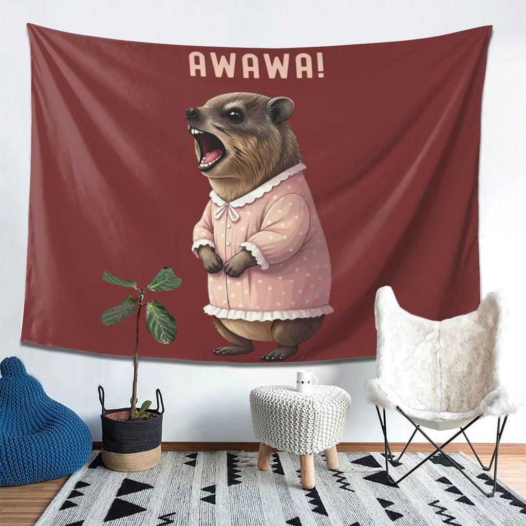 Rock Hyrax Lover Awawa Groundhog Dassi Tapestry Wall Hanging Aesthetic Home Decoration Tapestries for Living Room Bedroom
