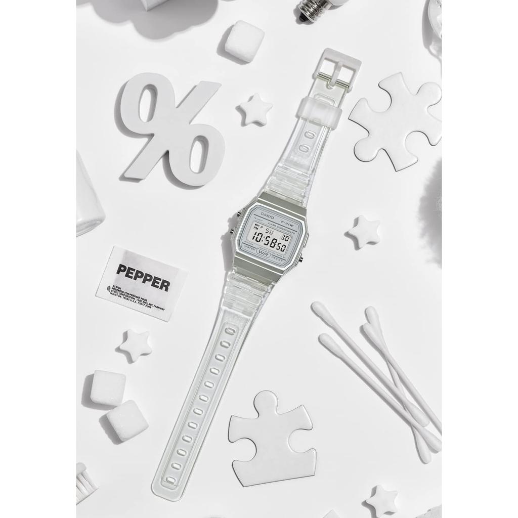 [CASIO] CASIO Collection F-91WS-7JH Digital Watch, Small and Lightweight, LED Light, Stopwatch, White