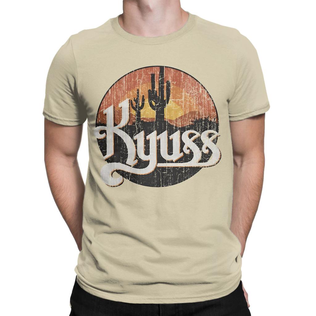 Men's T-Shirt Kyuss Sunset 1987 Queens Vintage Pure Cotton Tee Shirt Short Sleeve T Shirts Round Collar Clothing 6XL