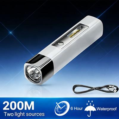High Powe LED Flashlight With Side Strong Light USB Rechargeable Torch Ultra Bright Lamp Mini Portable Lantern Emergency Outdoor