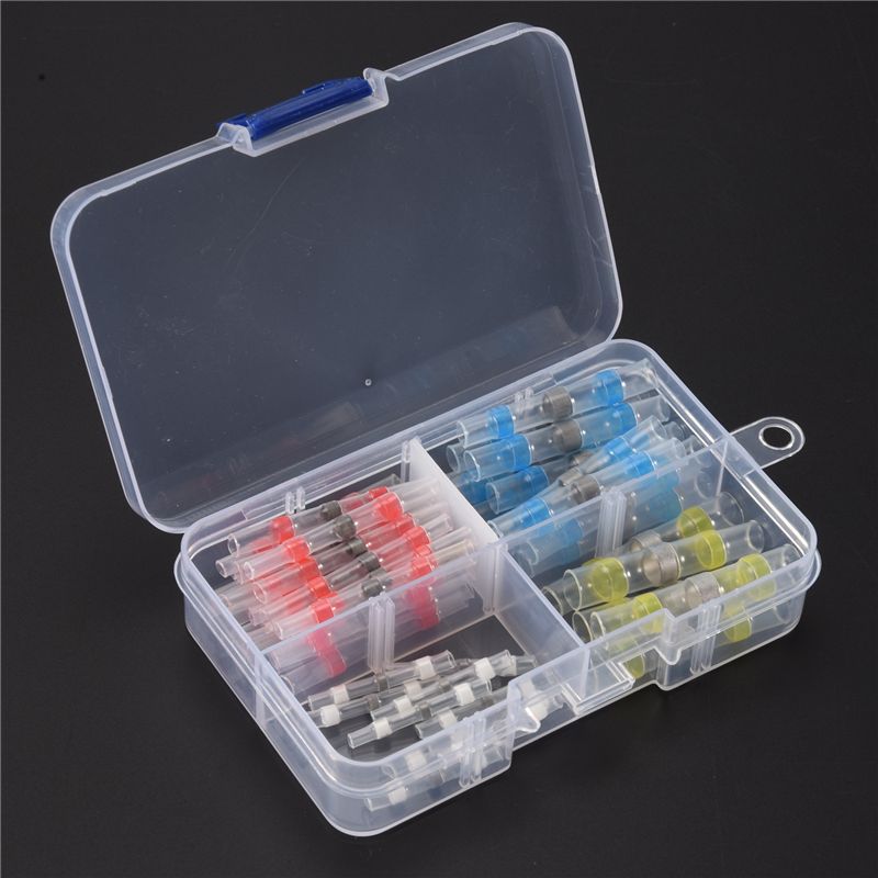 ABWR-50Pcs Connector Heat Shrink Sordering Terminals Waterproof Solder Sleeve Tube Wire Insulated Butt Connectors Diy Electronic