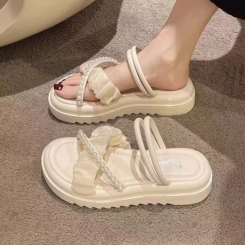 

модные универсальные шлепанцы на толстой мягкой подошве, новинка высокой ценности, женские летние для улицы, фея, студенческие, женские сандалии 36-37 fits 35-36 feet