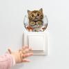 Cute Tabby Cat with Goldfish Bowl Switch Stickers, Self-Adhesive Decor for Bedroom Home Outlet Wall Decoration