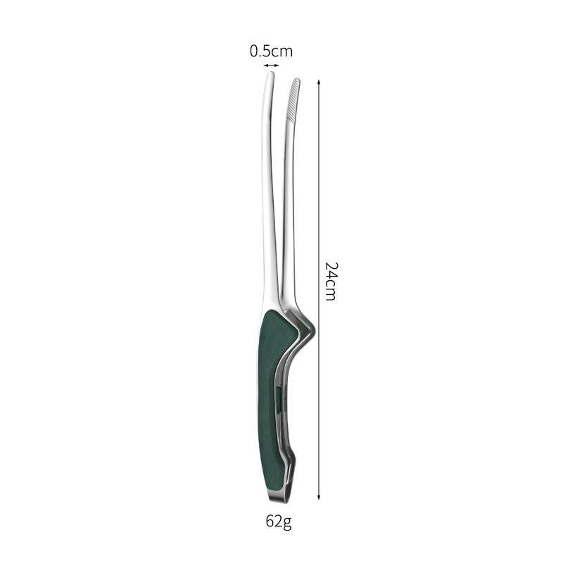 Silver Stainless Steel Bbq Tongs Non Slip Easy Clean Reusable Cooking Utensils For Serving Food Camping Bbq Buffet Oven Tools